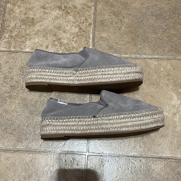 Soludos Gray Leather Upper Flats Size 6.5 - Picture 2 of 11